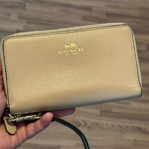 Coach Tan Leather Zip Wallet